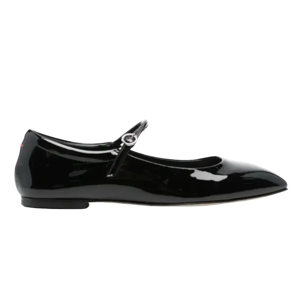 Aeyde Uma Mary Jane Black Patent Leather Flats EU 39 US 8 Made in Italy